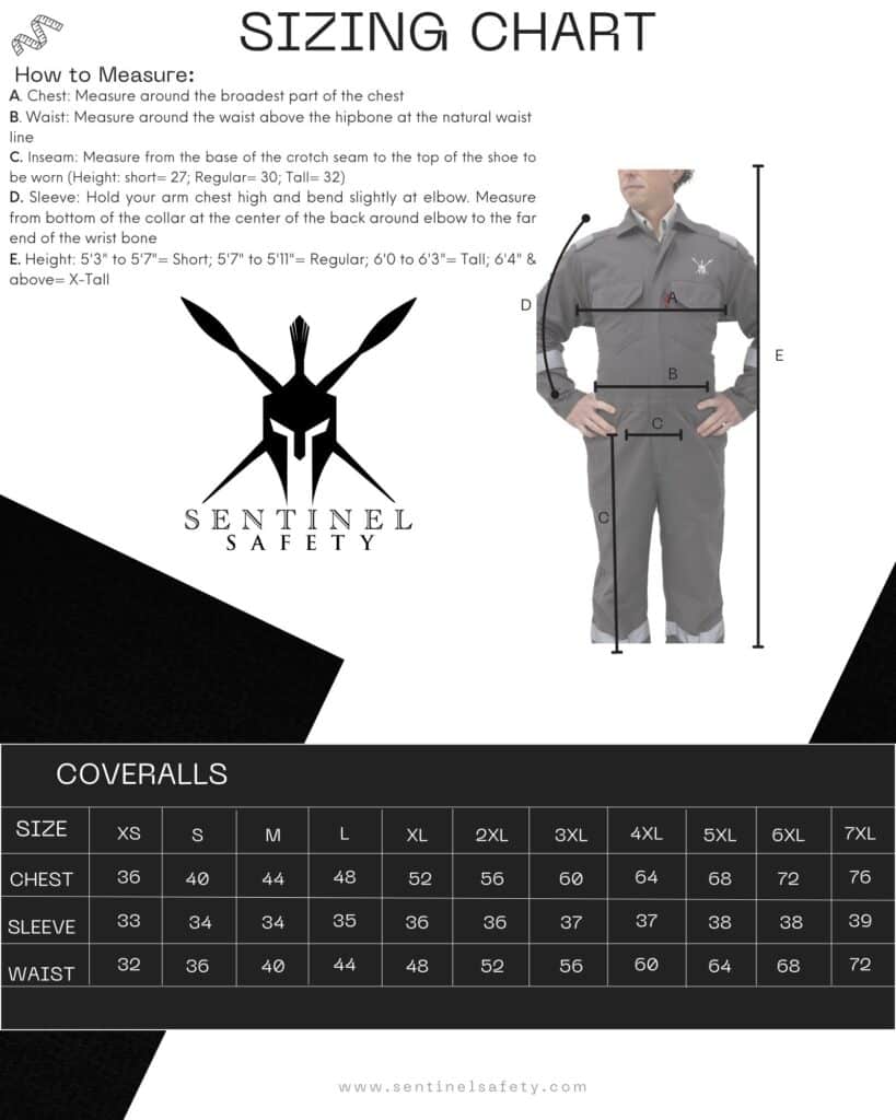 Coveralls Sizing Chart